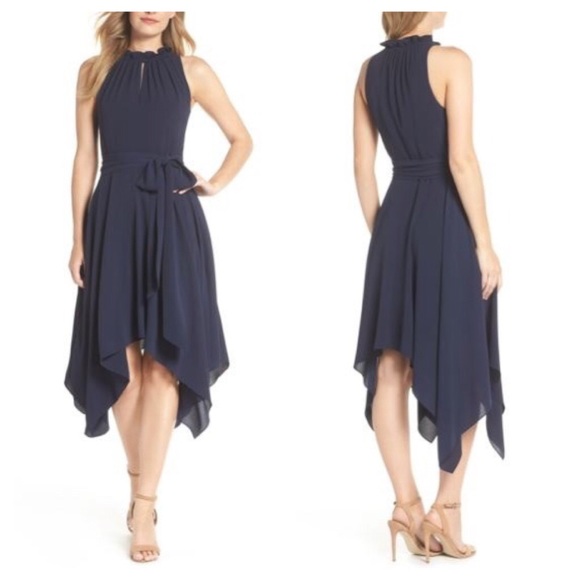 navy handkerchief dress